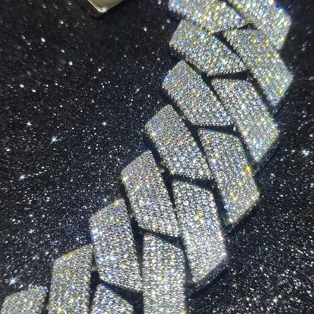"DiamondCurb 25mm: Iced-Out Prong Setting Cuban Link Chain Necklace for Men & Women"