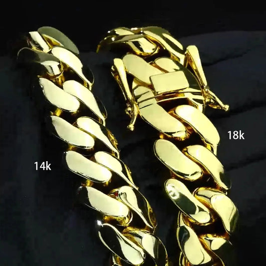 "GoldFlex Cuban Necklace: Custom 14k/18k Gold-Plated Hip Hop Chain for Men"