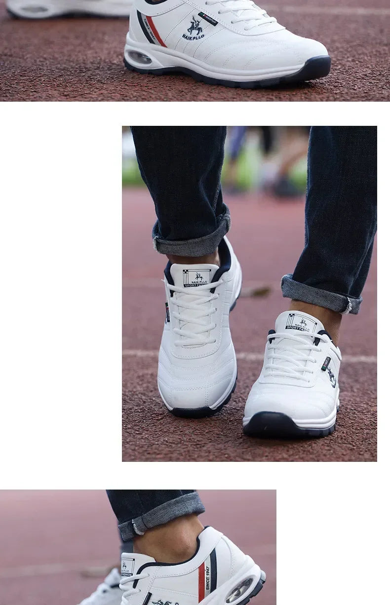 "TrailBlaze Leather Sneakers: Stylish Outdoor Casual Shoes for Men"