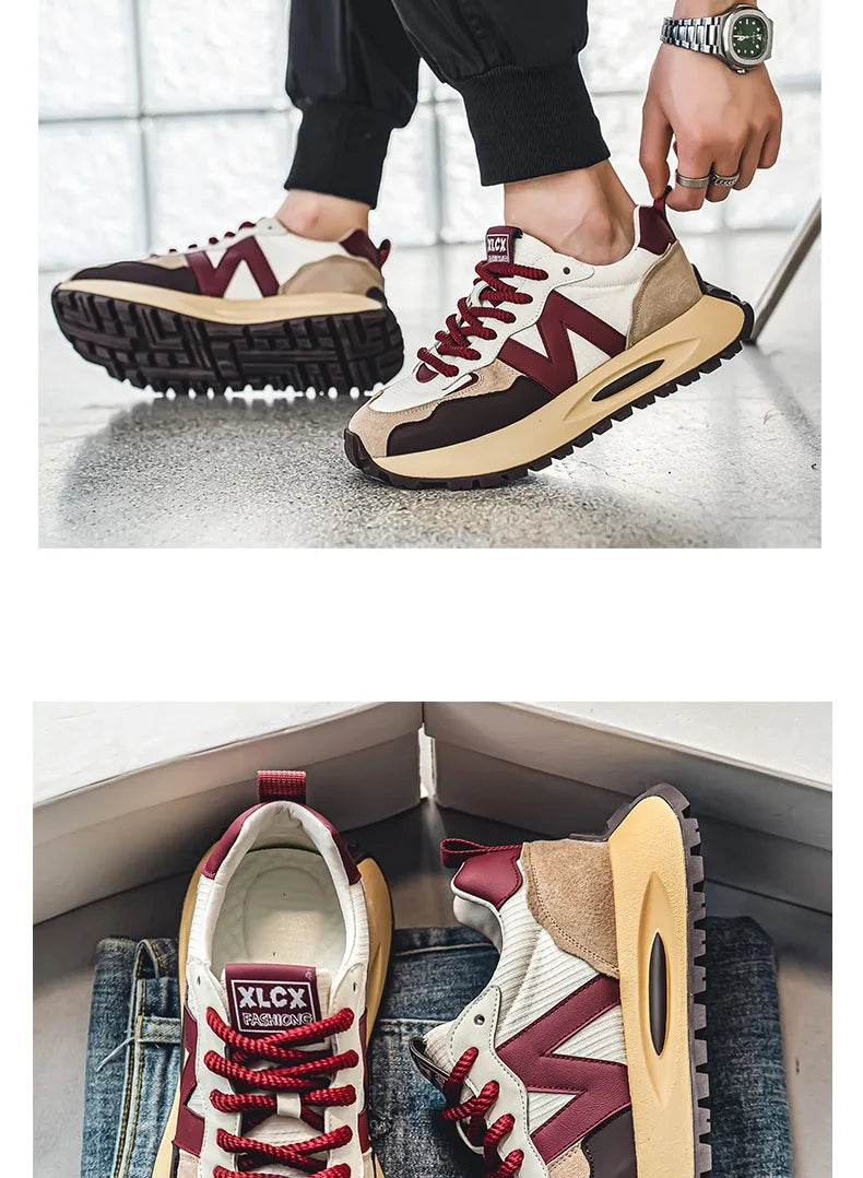 "StrideX Men’s Sneakers: Breathable Faux Leather Trainers for Every Move"