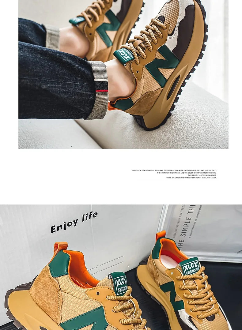 "StrideX Men’s Sneakers: Breathable Faux Leather Trainers for Every Move"