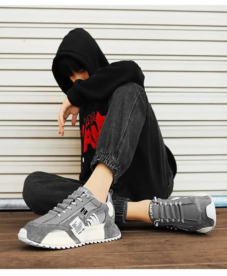 "StrideX Men’s Sneakers: Breathable Faux Leather Trainers for Every Move"