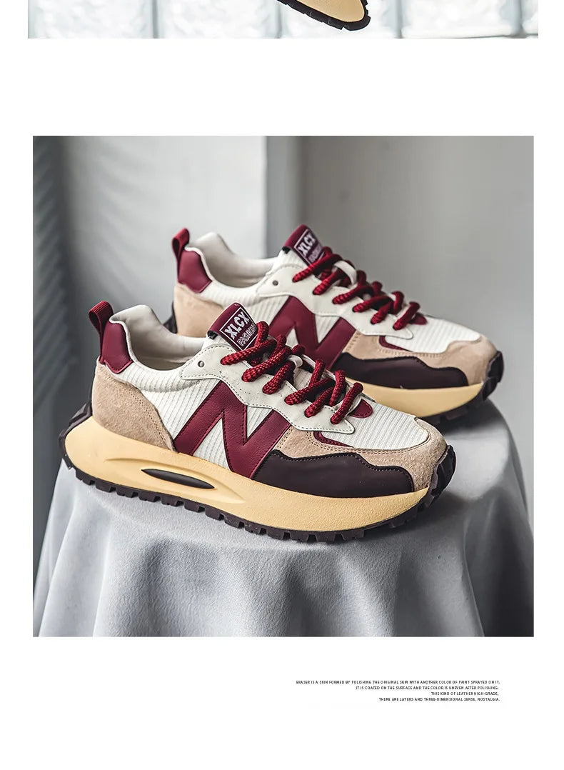 "StrideX Men’s Sneakers: Breathable Faux Leather Trainers for Every Move"