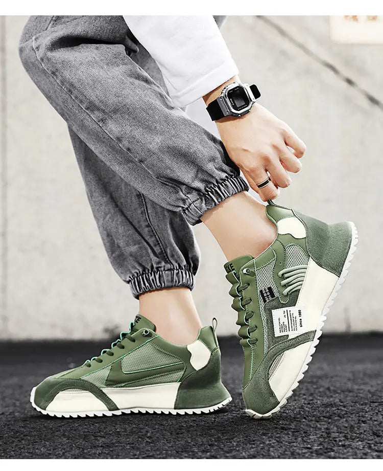 "StrideX Men’s Sneakers: Breathable Faux Leather Trainers for Every Move"
