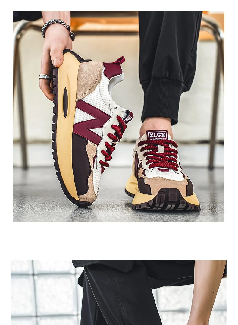 "StrideX Men’s Sneakers: Breathable Faux Leather Trainers for Every Move"