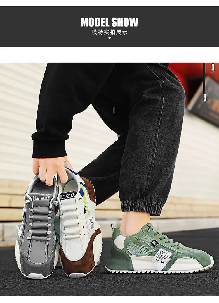 "StrideX Men’s Sneakers: Breathable Faux Leather Trainers for Every Move"