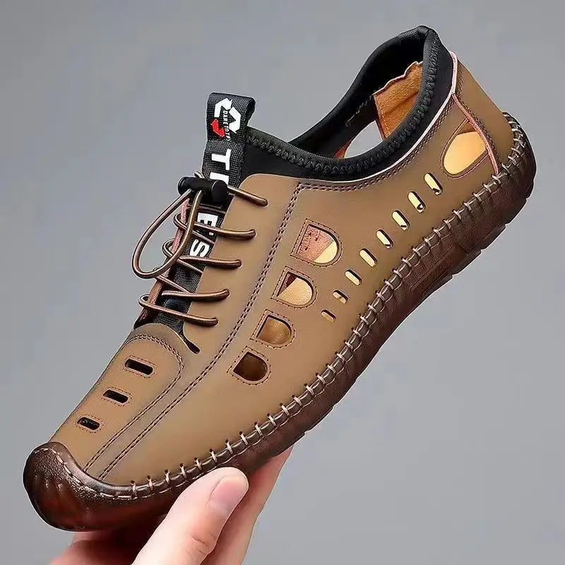 New Summer Men's Casual Sandals Fashion Hollow Breathable Shoes Flat Men's Business Soft Sole Sports Shoes Fashion Men's Shoes