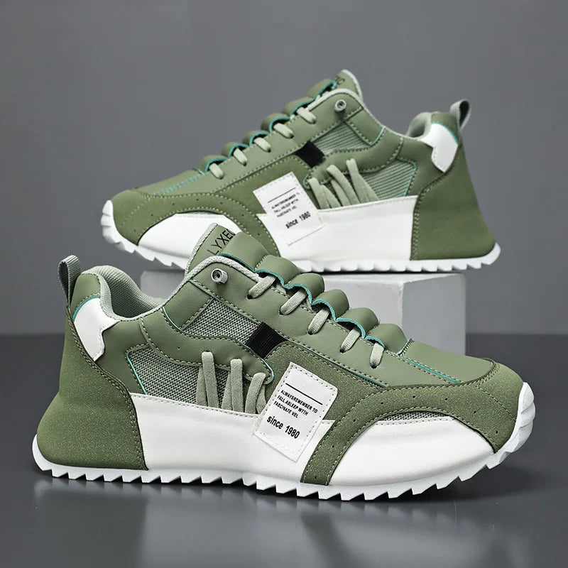 "StrideX Men’s Sneakers: Breathable Faux Leather Trainers for Every Move"