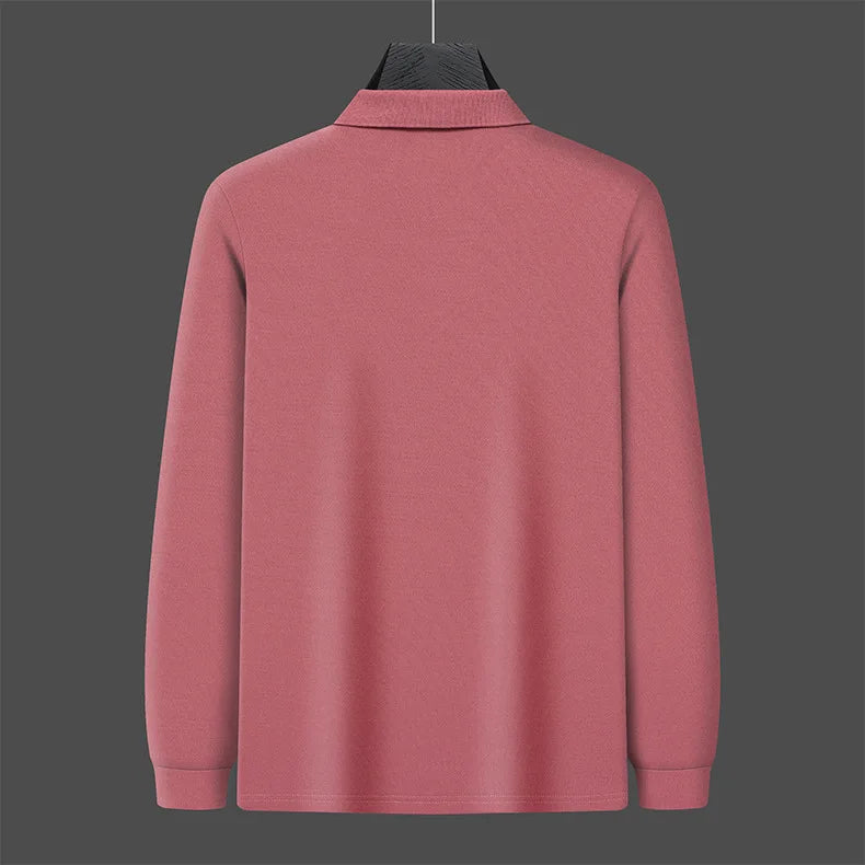 Autumn New Men's Lapel Long Sleeved T-shirt Embroidered Loose Casual Fashion Polo Shirt