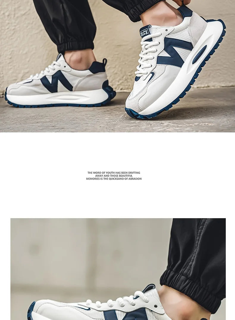 "StrideX Men’s Sneakers: Breathable Faux Leather Trainers for Every Move"