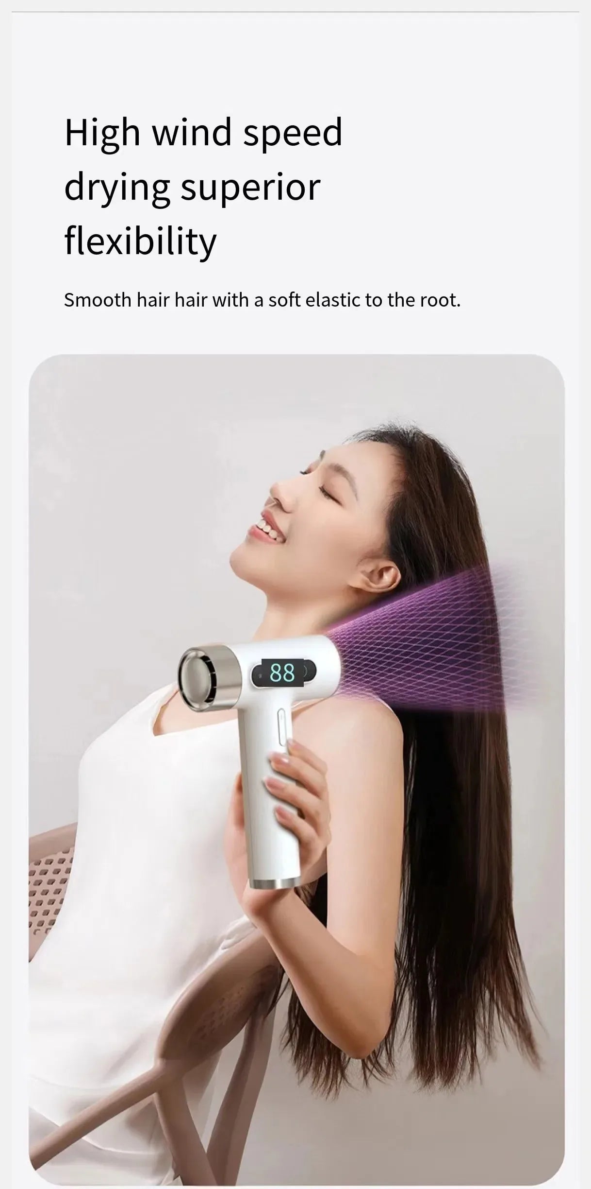 100000RPM Portable Type-C USB Charging Wireless Hair Dryer 9 Gears Powerful Wind High Speed Cold/Hot Air Negative Ions 2600mAh