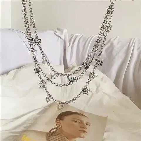 Fashion Butterfly Waist Chains Jeans Trousers Skirt Multi Alloy Chain Layer Hip-hop Punk Women's Pendant Jewelry