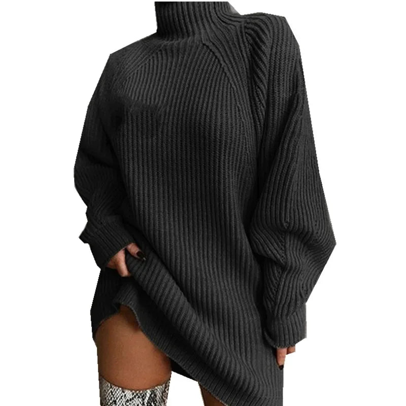 "CozyTurtleneck Sweater Dress"