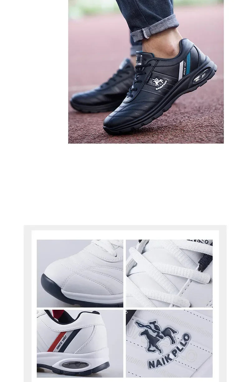 "TrailBlaze Leather Sneakers: Stylish Outdoor Casual Shoes for Men"