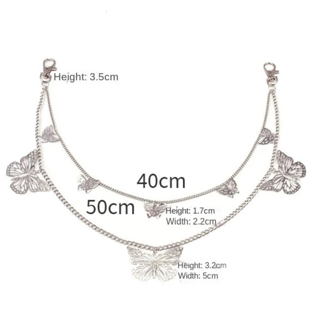 Women's Fashion Waist Chains Full Metal Hollow Butterfly Chains Jeans Trousers Decorations Chains Skirt Waist Chains Accessories