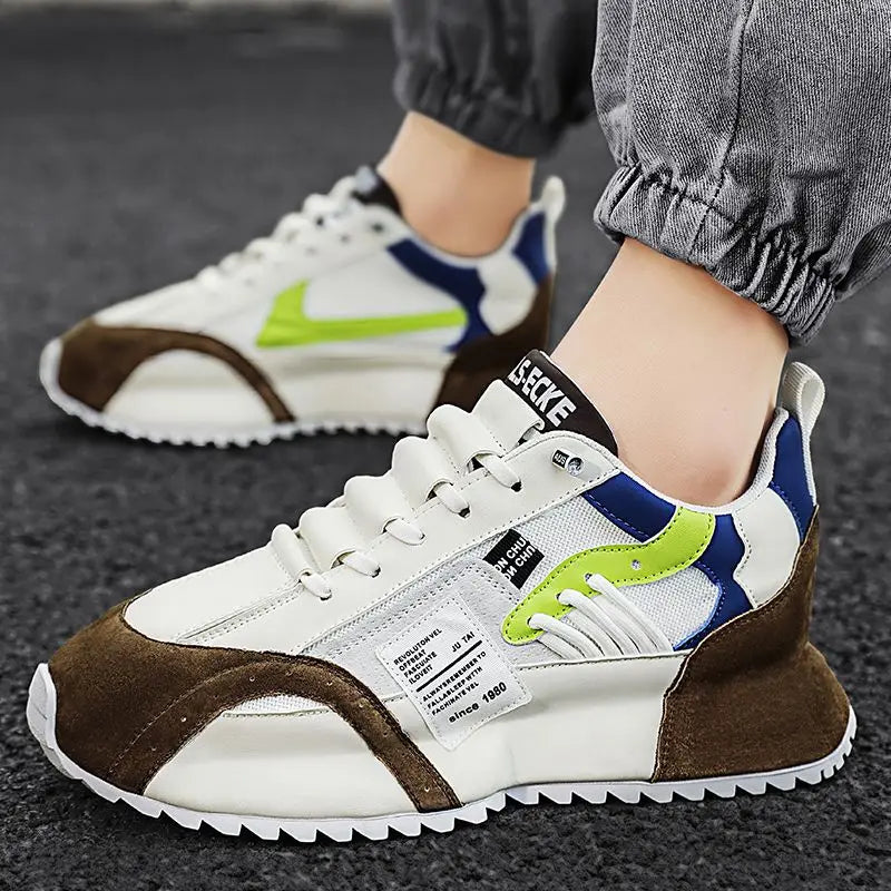 "StrideX Men’s Sneakers: Breathable Faux Leather Trainers for Every Move"