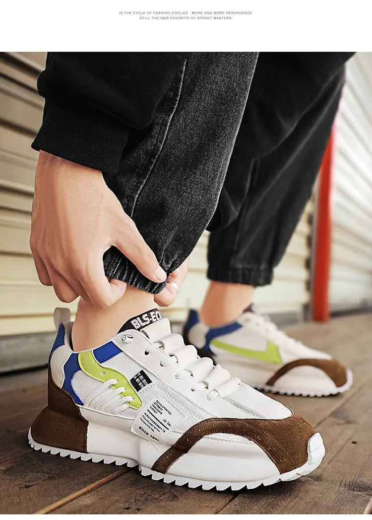 "StrideX Men’s Sneakers: Breathable Faux Leather Trainers for Every Move"