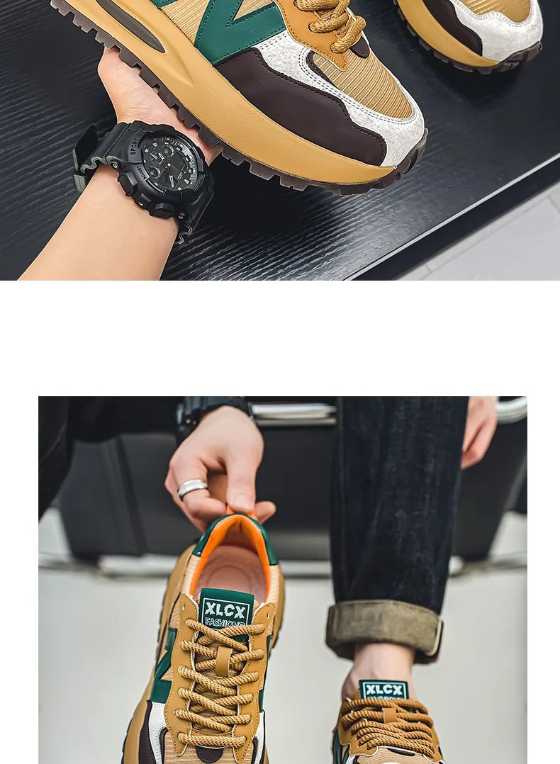 "StrideX Men’s Sneakers: Breathable Faux Leather Trainers for Every Move"
