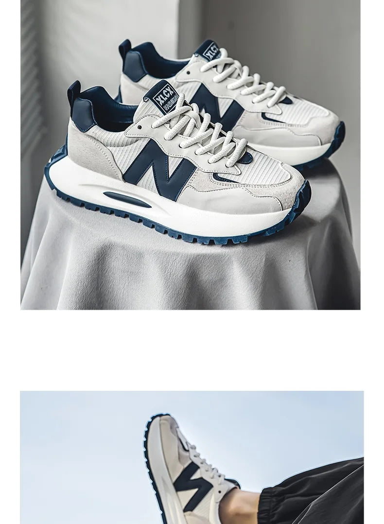"StrideX Men’s Sneakers: Breathable Faux Leather Trainers for Every Move"