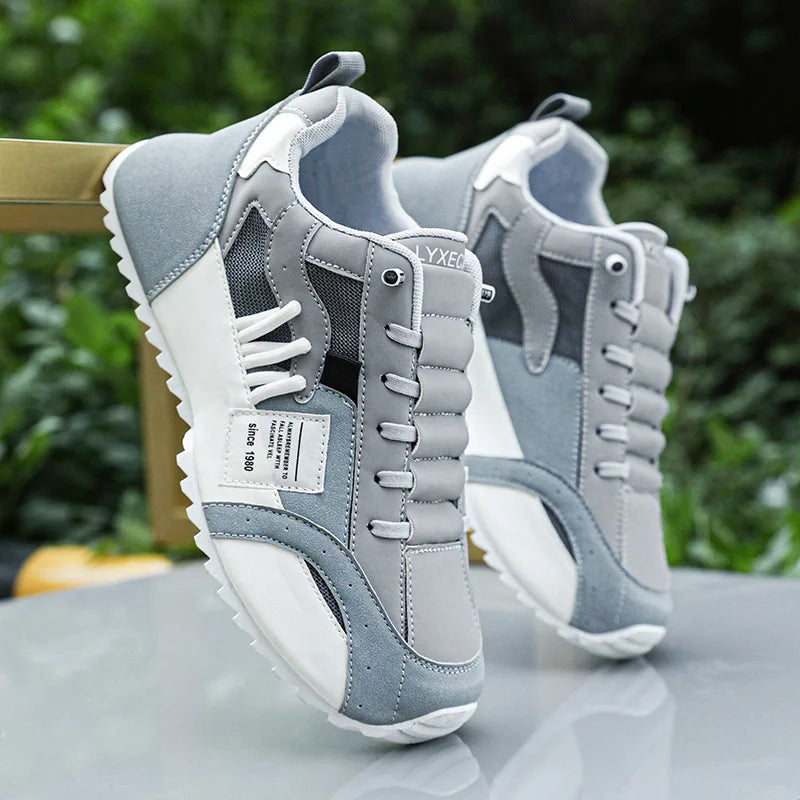 "StrideX Men’s Sneakers: Breathable Faux Leather Trainers for Every Move"