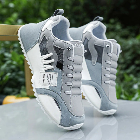 "StrideX Men’s Sneakers: Breathable Faux Leather Trainers for Every Move"