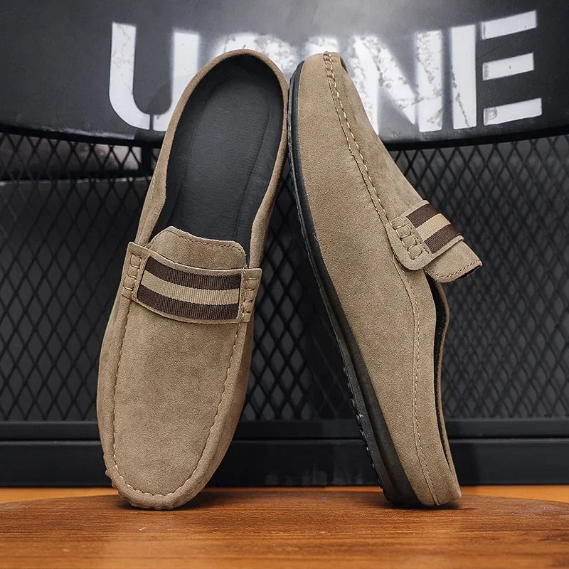 Lefu Shoes Men's Lightweight Bean Shoes Summer One Step Push lazy Breathable Casual Half Support Slippers for men