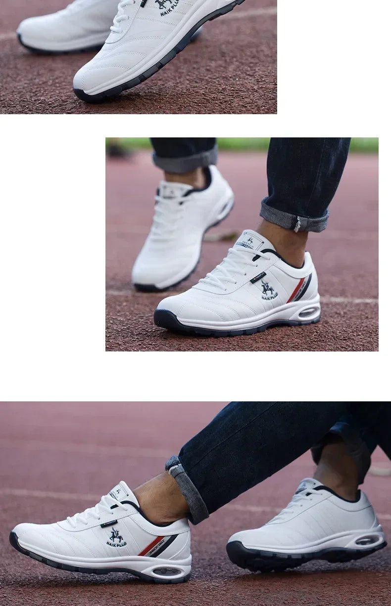 "TrailBlaze Leather Sneakers: Stylish Outdoor Casual Shoes for Men"