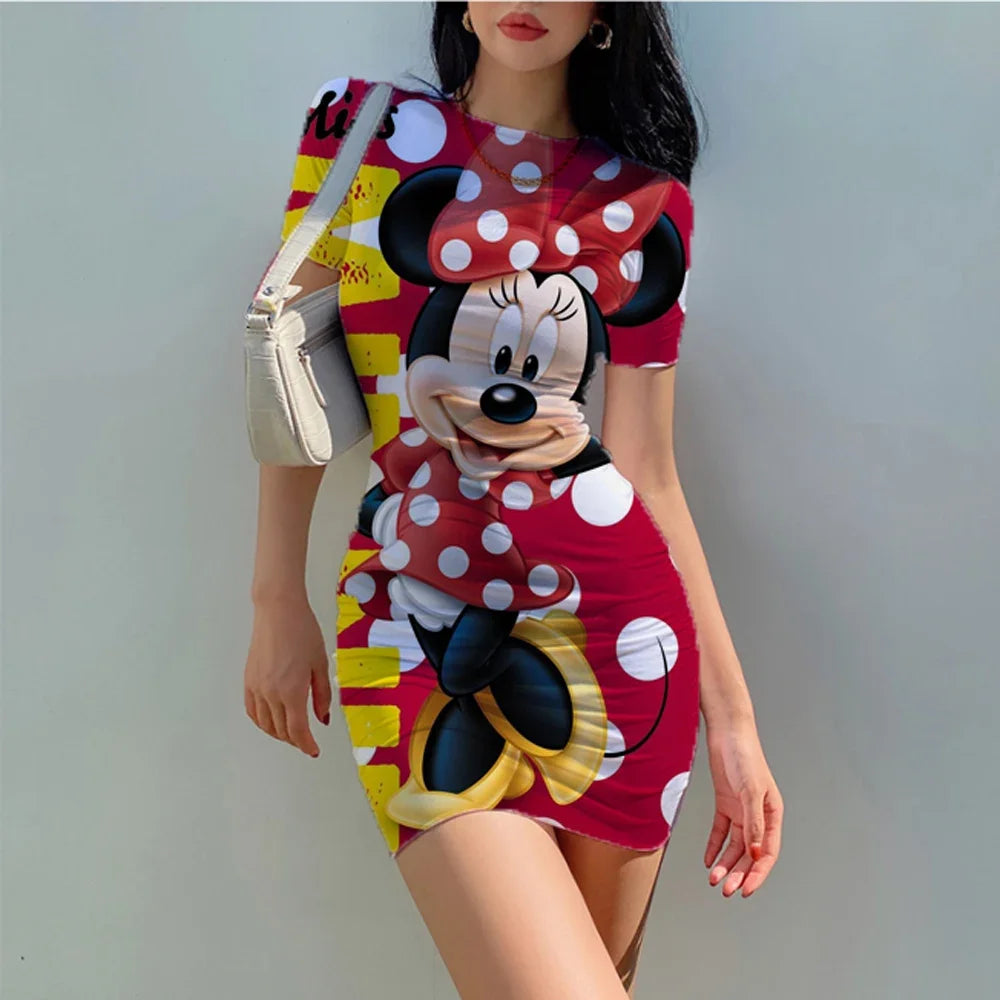 "MagicVibe Disney Dress: Minnie & Mickey Bodycon for Summer Fun"