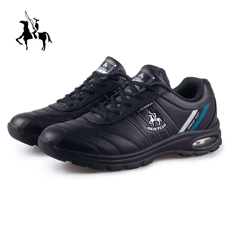 "TrailBlaze Leather Sneakers: Stylish Outdoor Casual Shoes for Men"