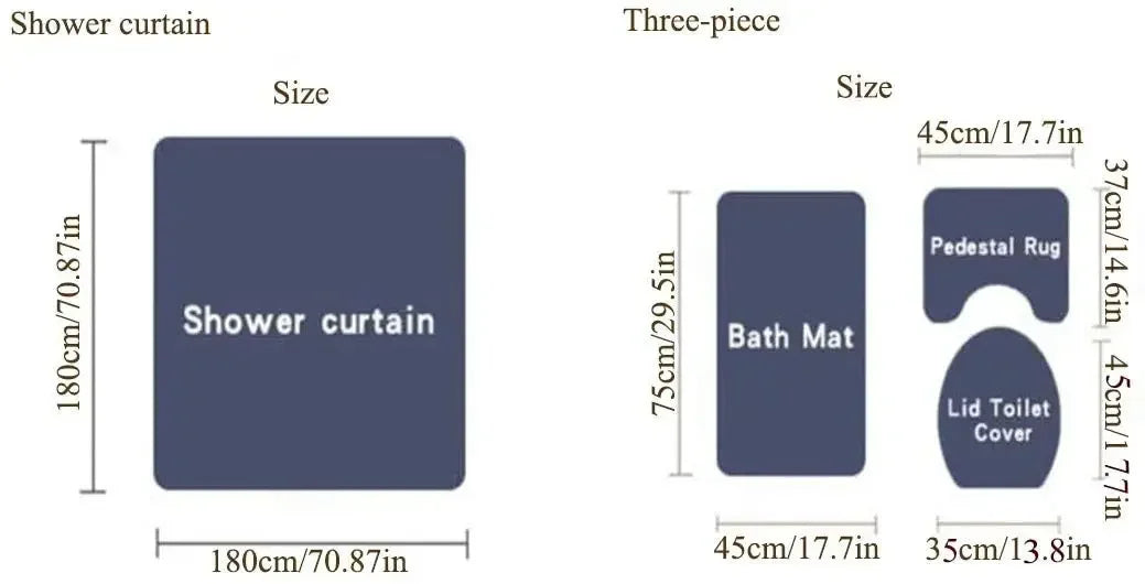 4pc Modern Diamond Flower Shower Curtain Set, Simple Gray Line Bathroom Shower Curtain, Non Slip Pad,Equipped With 12 Free Hooks