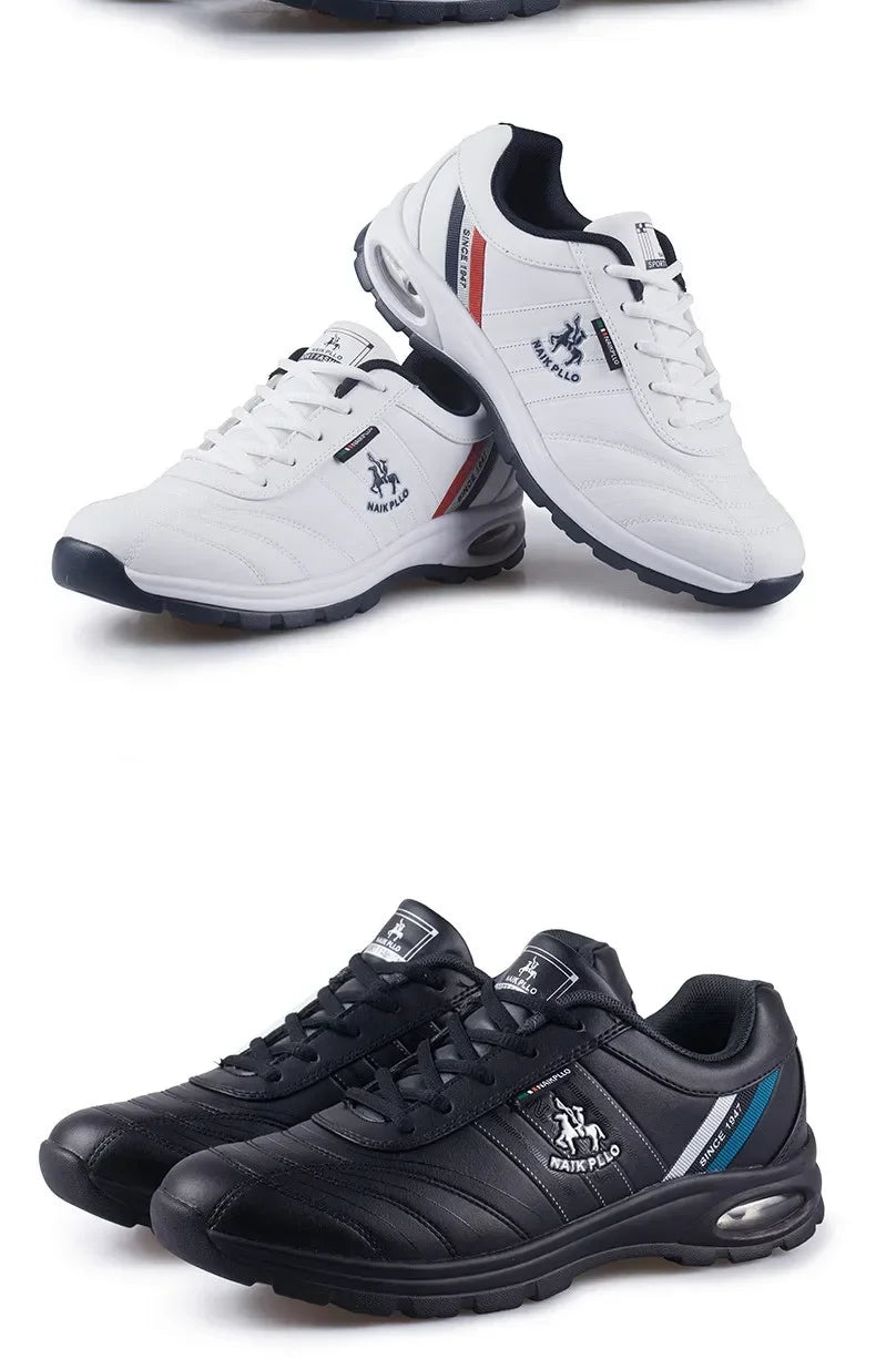 "TrailBlaze Leather Sneakers: Stylish Outdoor Casual Shoes for Men"