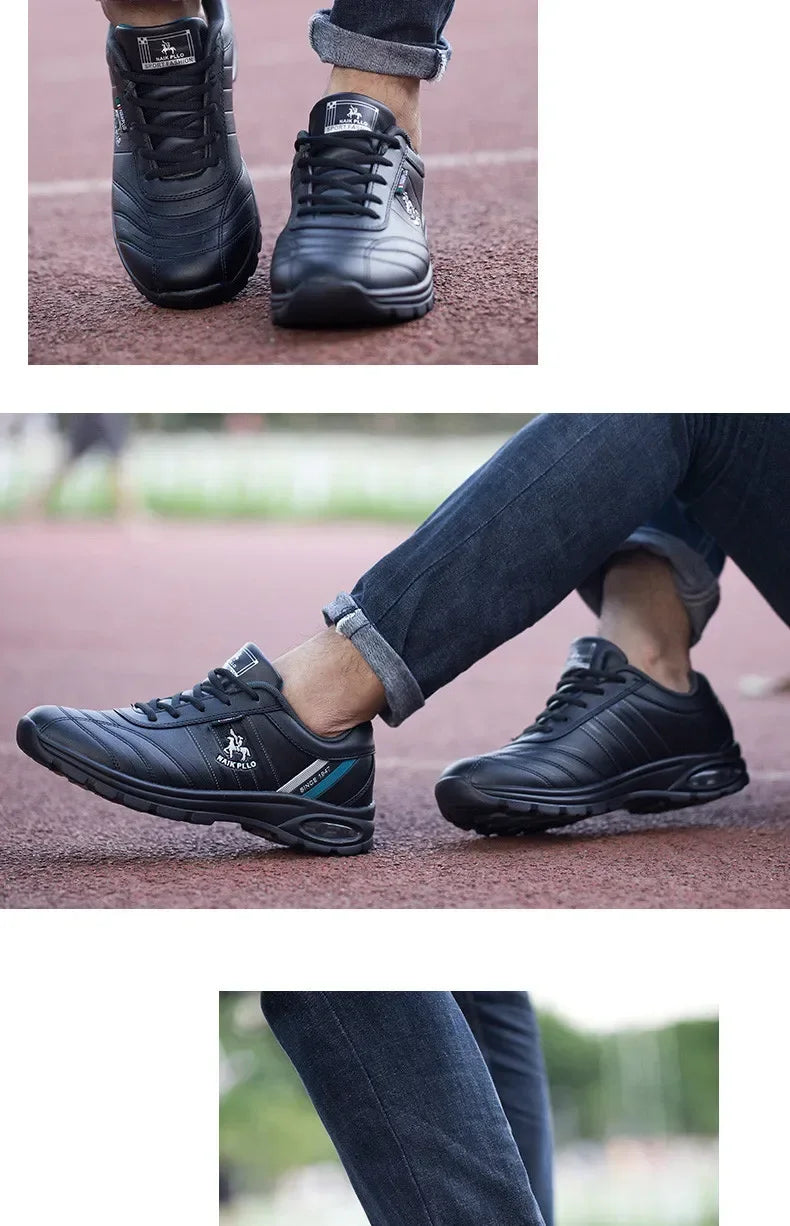 "TrailBlaze Leather Sneakers: Stylish Outdoor Casual Shoes for Men"