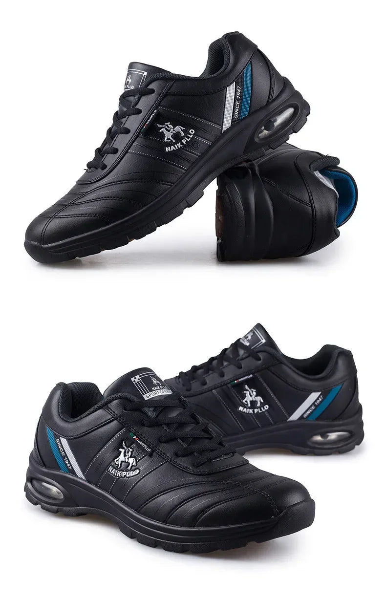 "TrailBlaze Leather Sneakers: Stylish Outdoor Casual Shoes for Men"
