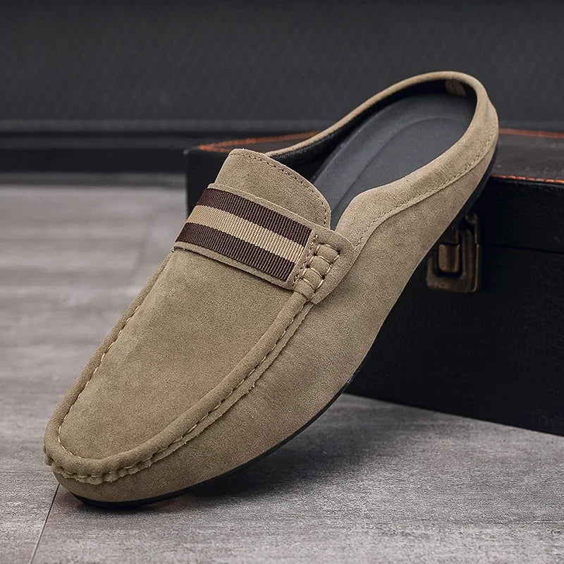 Lefu Shoes Men's Lightweight Bean Shoes Summer One Step Push lazy Breathable Casual Half Support Slippers for men
