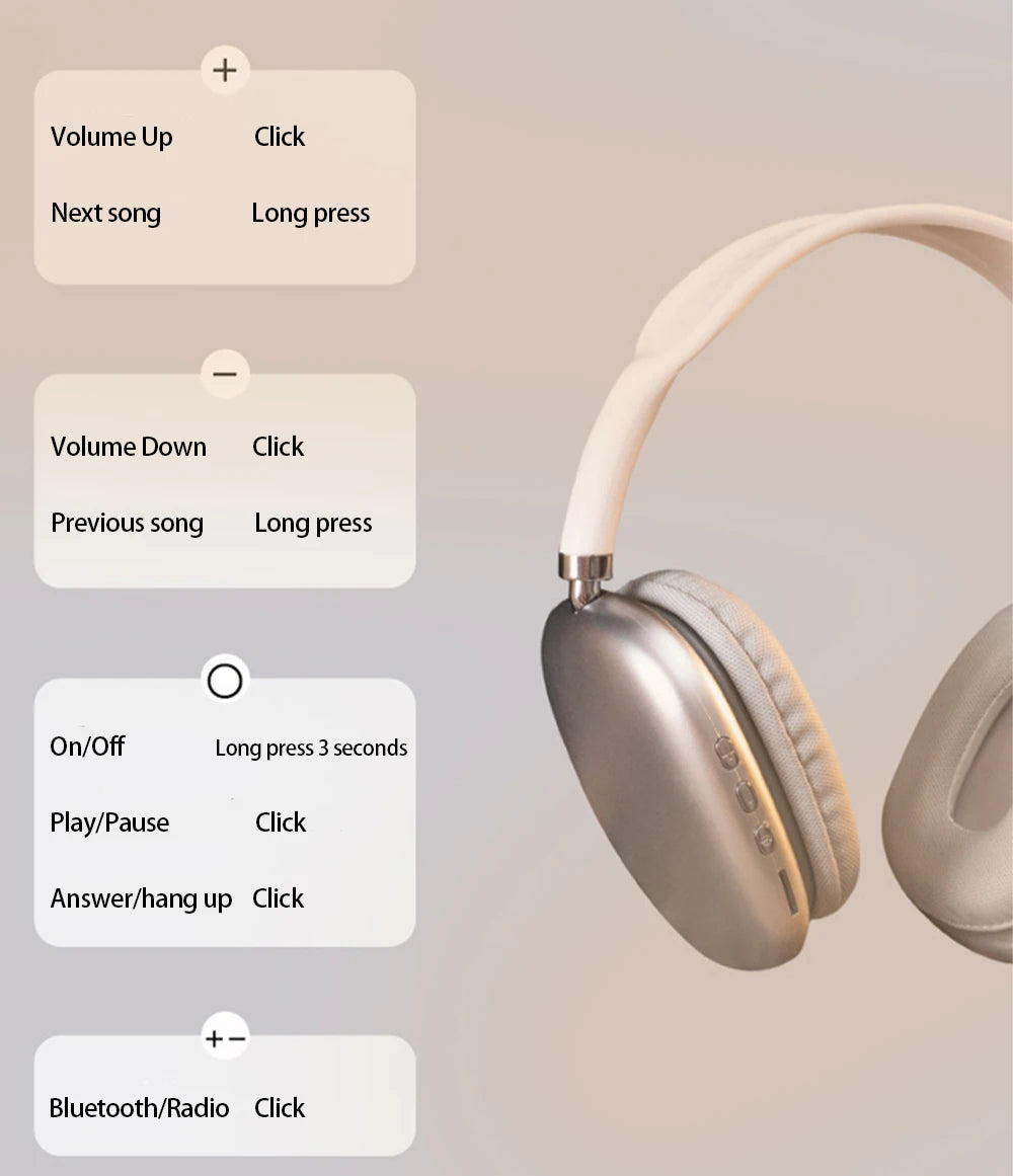 "SoundPulse P9: Wireless Bluetooth Headset with Mic & Noise Cancelling for Sports & Gaming"