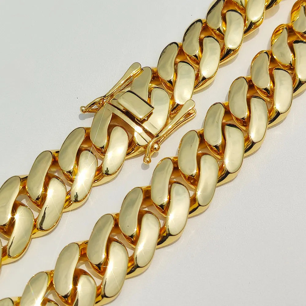 "BoldLink Cuban Bracelet: Heavy Brass 22mm Miami Chain for Men"