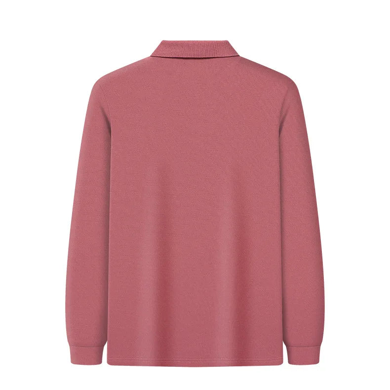 Autumn New Men's Lapel Long Sleeved T-shirt Embroidered Loose Casual Fashion Polo Shirt
